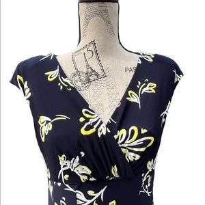 Lauren blue flowered midi dress size 8